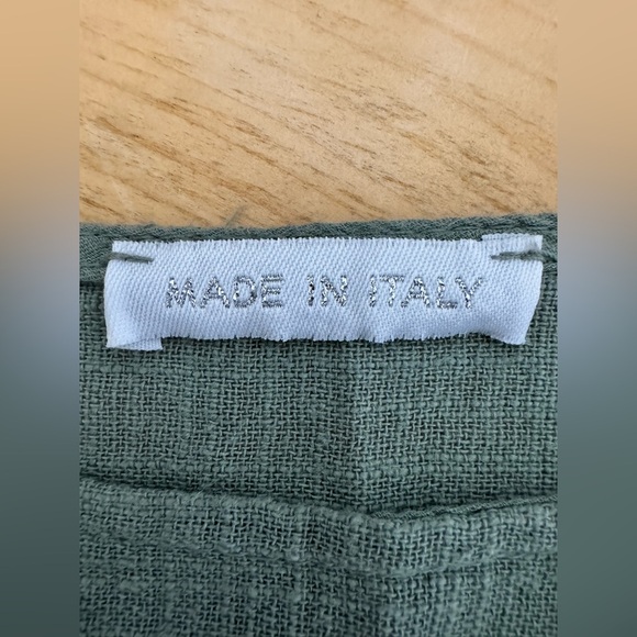 Women’s Made In Italy 100% Soft Breathable Cotton Green Fall Weave Oversized Top - Picture 3 of 4